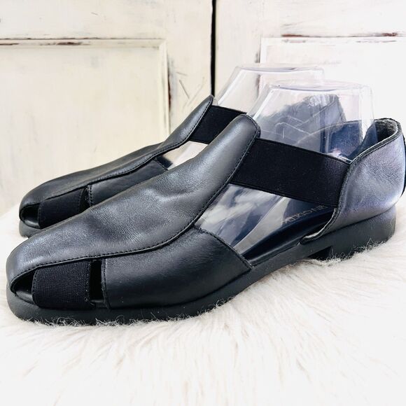 Cabin Creek Black Leather Slip on Comfort Sandals - Womens Size 10M - Picture 1 of 8
